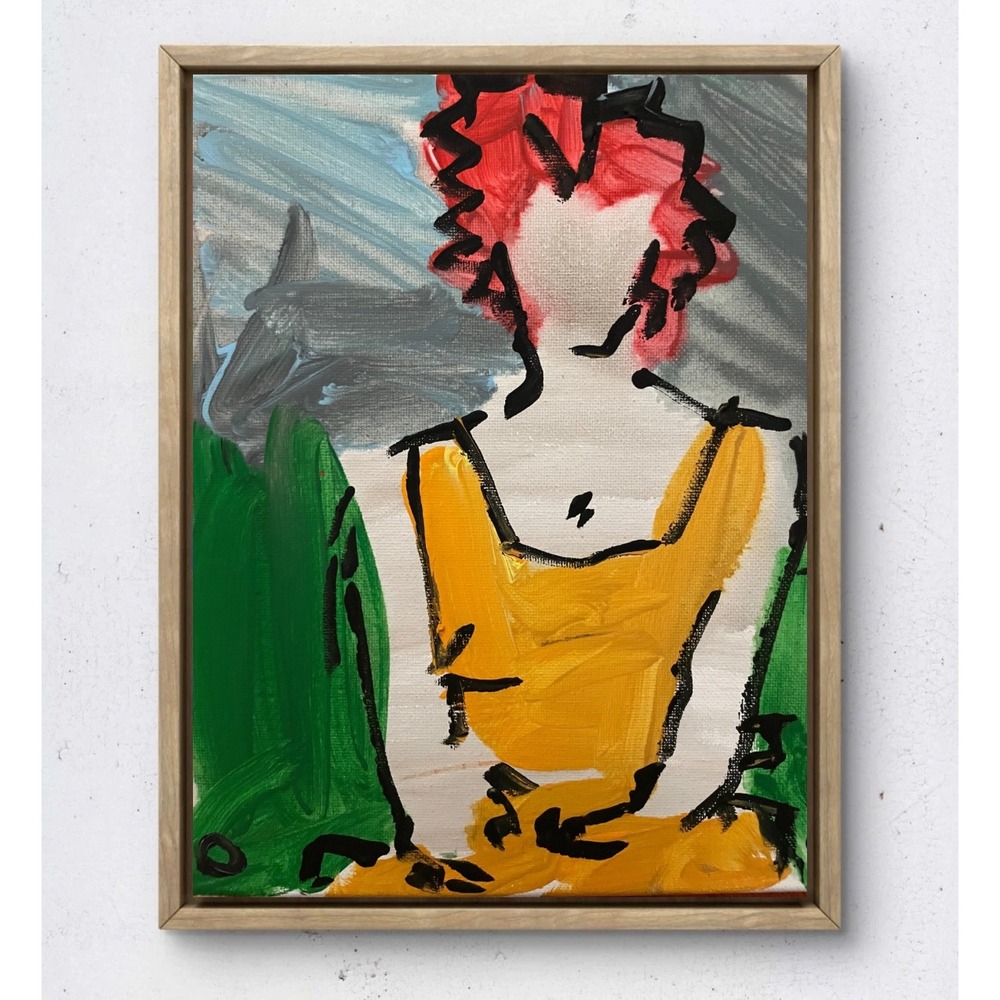 OMAN Original Abstract Expressionist Portrait Painting 8x10 Canvas Red Hair Art
